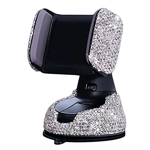 SUNCARACCL Bling Car Phone Holder, 360°Adjustable Universal Rhinestone Crystal Auto Phone Mount Stand Accessories for Windshield Dashboard and Air