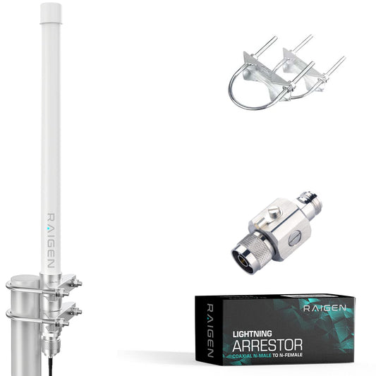 RAIGEN LoRa 915 MHz 5.8dbi Antenna 20in + Outdoor Lightning Arrestor Omni-Directional Helium Miner HNT Hotspot for Nebra, RAK, Bobcat, Syncrob