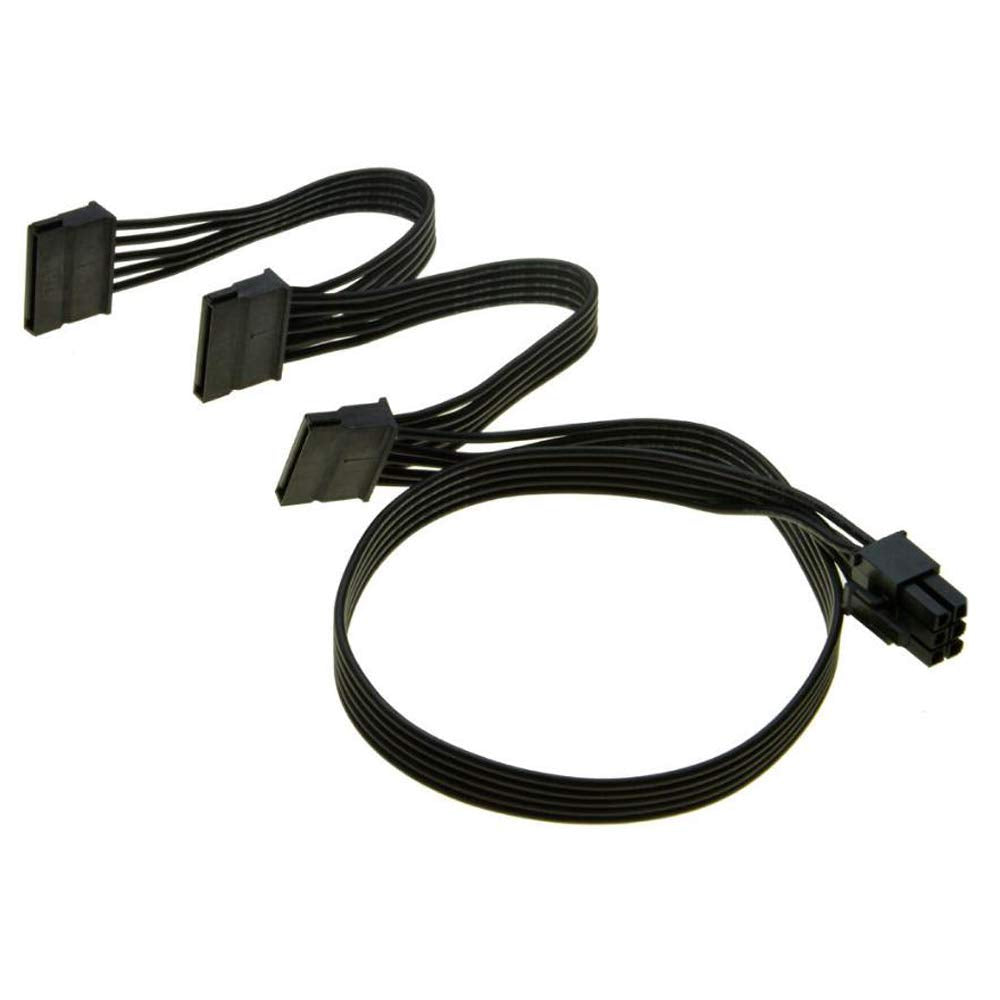 Zahara SATA Power Cable 6 Pin to 3x15 Pin for Seasonic/Antec PSUs, BTC Mining Riser Splitter, Hard Drive Adapter 18.7-inch (47.6cm) 18.7-inch 18AWG