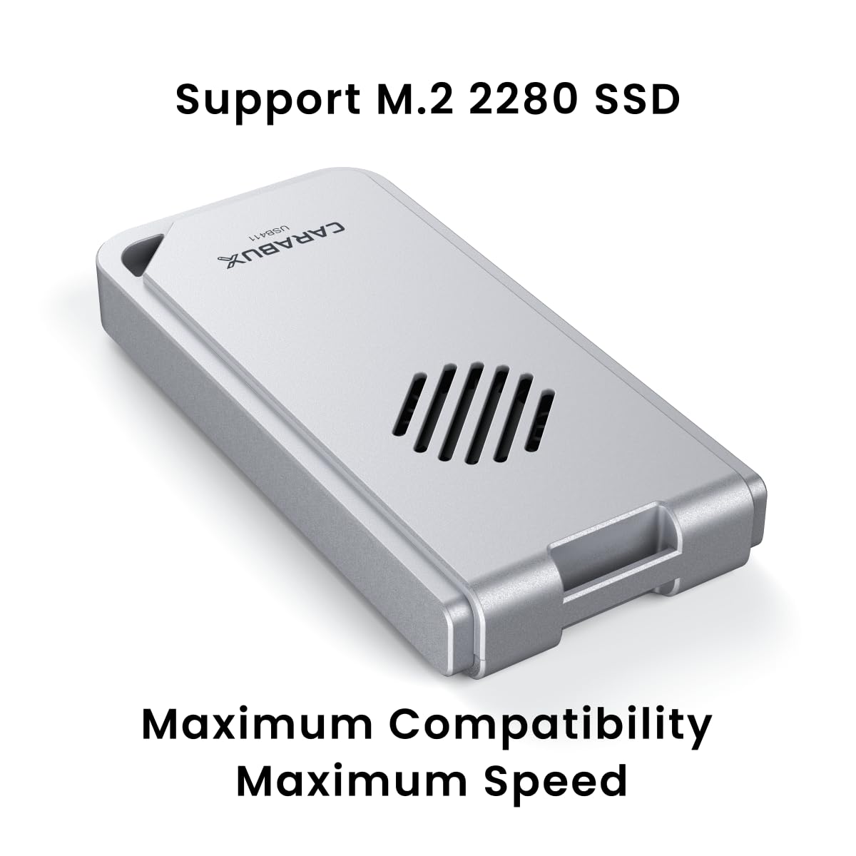 CARABUX USB4 NVMe Enclosure 40Gbps with Active Cooling Fan, Solid Aluminum External M.2 SSD Case for Mac, iPad Pro, iPhone ProRes Recording and Video