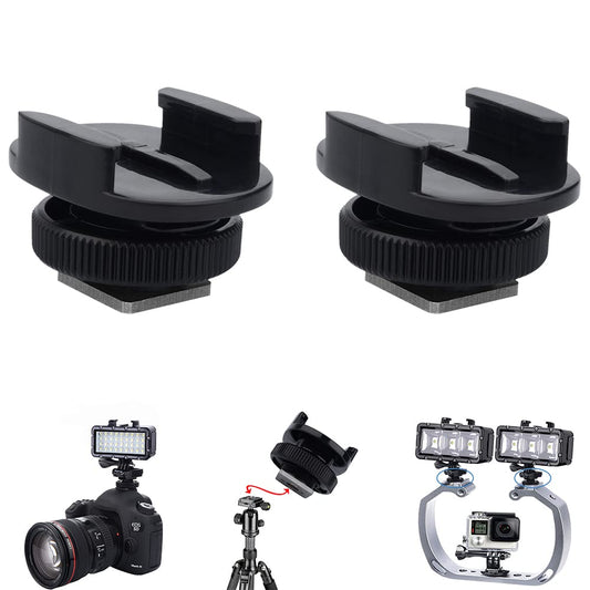 Suptig Tripod Adapter Cold Shoe Mount Compatible for GoPro Hero 13/12/11/10/9/8/7/6/5/4, DJI Osmo, Insta360, Akaso Action Cam - 2 Pack Black