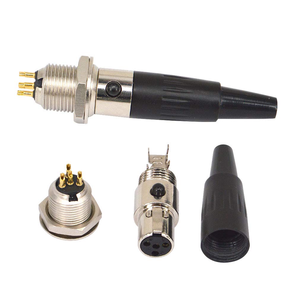 onelinkmore 4 Pin Mini XLR TA4F Male Female Panel Mount Socket Connector Mic Audio Socket XLR Connector Mini Jack,4 Pin for Pro Microphones Aviation