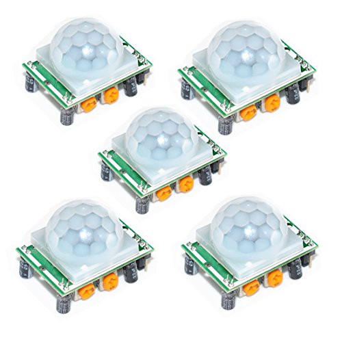 Oiyagai 5 Pack HC-SR501 PIR Motion Sensor Module, Human Body Infrared Detector for Arduino Raspberry Pi Smart Home Automation Projects