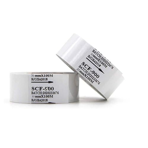 5 Rolls Ribbon 30mm x 100m Thermal Transfer Ribbon for Date Coder Printer Machine HP-241 241B 241S TJ-08 DY-8 DY-6 SCF-900(White)