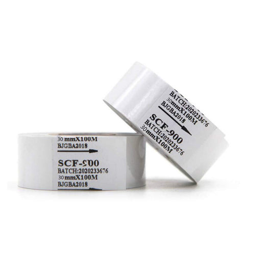 5 Rolls Ribbon 30mm x 100m Thermal Transfer Ribbon for Date Coder Printer Machine HP-241 241B 241S TJ-08 DY-8 DY-6 SCF-900(White)
