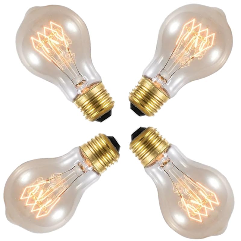 IWOPAN Incandescent Light Bulbs 60 Watt, Warm Edison Light Bulbs, Dimmable A19 Antique Vintage Old Fashioned E26 60+ Incandescent Light Bulbs (4pack)