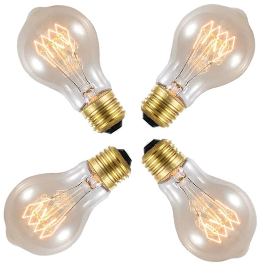 IWOPAN Incandescent Light Bulbs 60 Watt, Warm Edison Light Bulbs, Dimmable A19 Antique Vintage Old Fashioned E26 60+ Incandescent Light Bulbs (4pack)