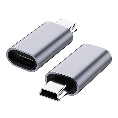 USB C to Mini USB 2.0 Adapter, (2-Pack)Type C Female to Mini USB 2.0 Male Convert Connector Support Charge & Data Sync Compatible GoPro Hero 3+, MP3…