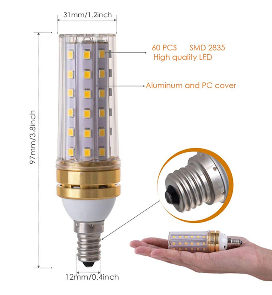E12 LED Corn Bulbs 12W Candelabra LED Light Bulbs 100W Incandescent Bulbs Equivalent 12W LED Candle Bulbs,Warm White 3000K,E12 Small