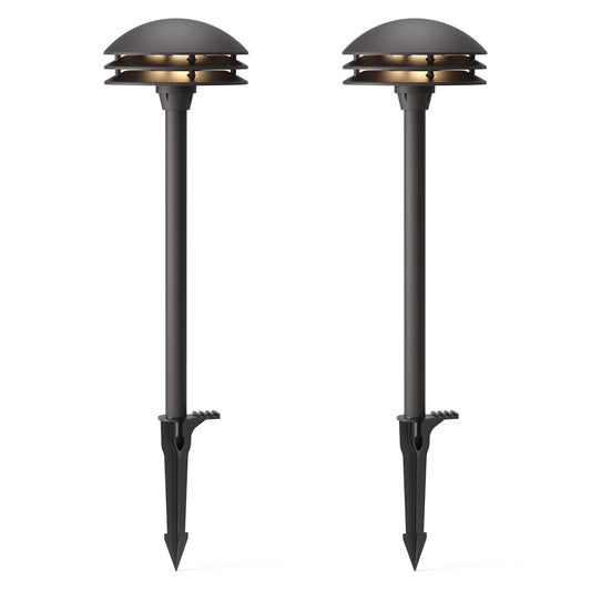 GOODSMANN Landscape Lighting Low Voltage Pathway Lights LED 2PK 4W 80 Lumen Outdoor Landscape Lighting 3 Tier Pagoda Landscape Path Lights 3000K Warm
