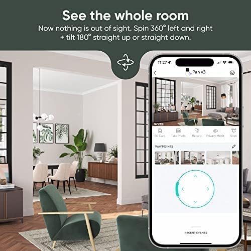 WYZE Cam Pan v3, Indoor/Outdoor IP65-Rated 1080p Pan/Tilt/Zoom Wi-Fi Smart Home Security Camera with Color Night Vision, 2-Way Audio, Compatible