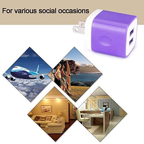 USB Wall Charger, Charging Cube, Sicodo 3Pack Dual Port Charging Block Plug in Cell Phone Charger Box Brick USB Power Adapter for iPhone 17 16 15 14