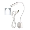 LEDSONLINE White Wall Mount Reading Light for Headboard Bright 6000K Pure White 25° Focused Beam Bed Flexible Gooseneck Task Lamp for Hotel Marine