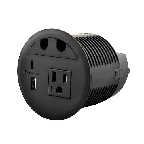 Desktop Power Grommet with 33W USB-A+C Fast Charge & AC Outlet | 4.5FT Cord Recessed Power Outlet for Conference Rooms, Office Tables, Furniture