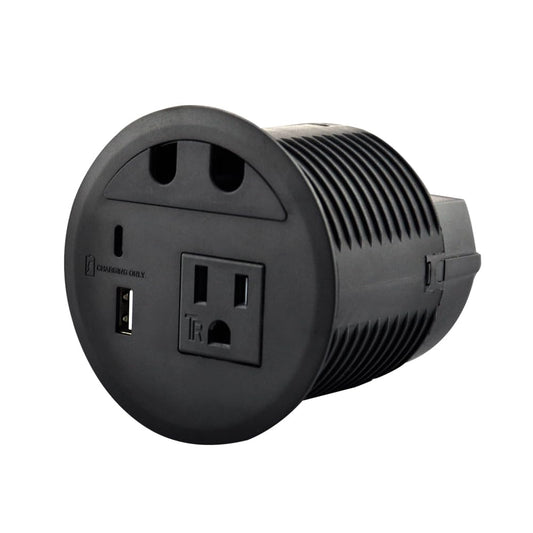 Desktop Power Grommet with 33W USB-A+C Fast Charge & AC Outlet | 4.5FT Cord Recessed Power Outlet for Conference Rooms, Office Tables, Furniture