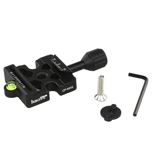 Haoge Female to Male Boss Adapter Convertor with CP-MAS Arca & Manfrotto Compatible Quick Release Clamp for Manfrotto Tripod Ball Head Clamp