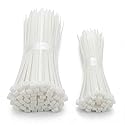 White Zip Ties Heavy Duty 200Pack?Heavy Duty Cable Ties with High Tensile Strength, UV Resistant Wire Ties for Indoor and Outdoor Use (100pcs 6" +