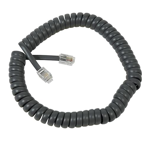 Cablesys ICC Coiled Telephone Handset Cord for Use with PBX Phone Systems, VoIP Telephones - 6 Ft Uncoiled, Rj22, 1.5 Inch Lead on Both Ends, Dim Gray