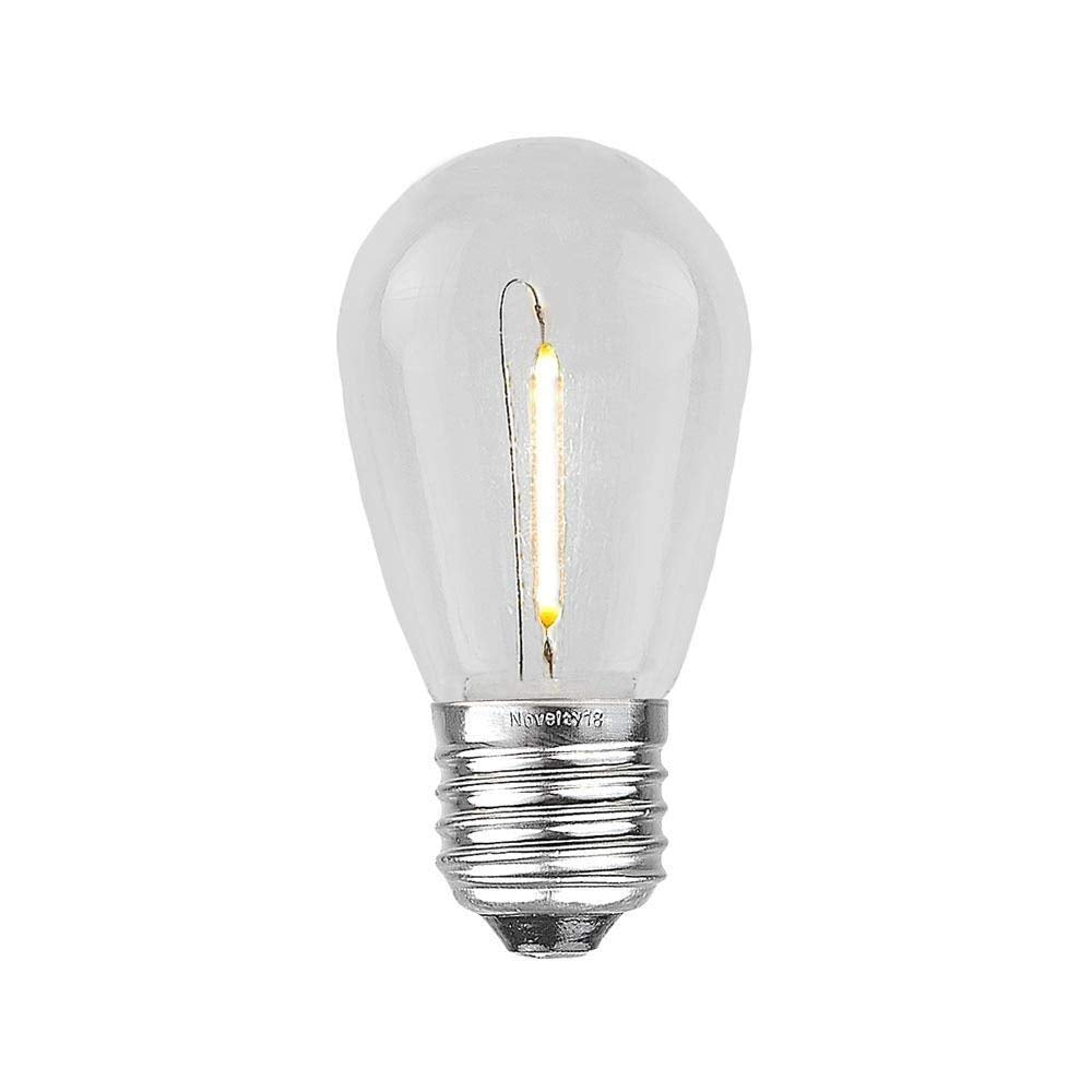 Novelty Lights 48 Feet Warm White, 2200K LED String Lights Outdoor with 24 Edison Style Bulbs, Suspended Sockets, White Wire, Shatterproof