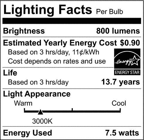 Satco 21734-7.5W A19 LED Clear Medium base 3000K 120V 4-Pack A19 A Line Pear LED Light Bulb