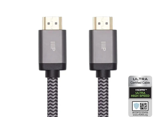 Monoprice 8K Certified Ultra High Speed HDMI Cable - Braided - HDMI 2.1, 8K@60Hz, 4K@120Hz, 48Gbps, HDR, VRR, CL2 in-Wall Rated, 20ft, Black