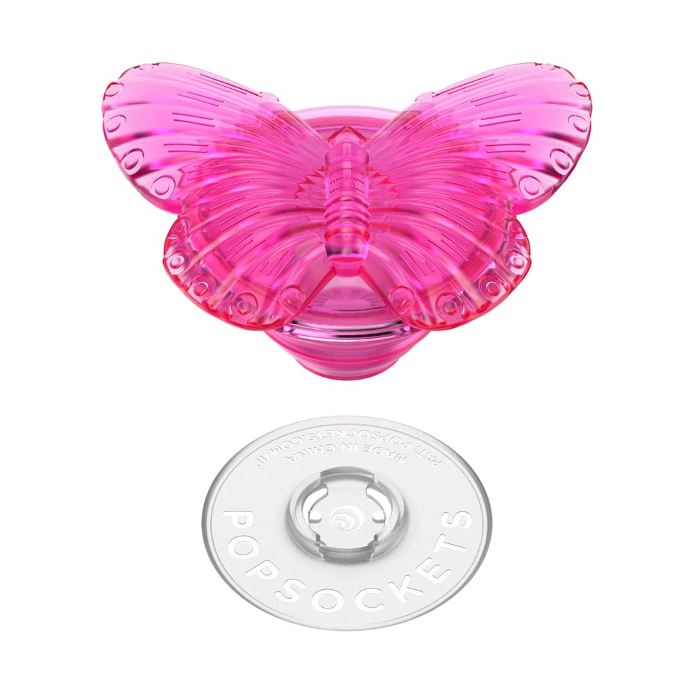 PopSockets Phone Grip with Expanding Kickstand, Adhesive Grip, Enamel - Molded Butterfly Magenta