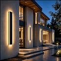 ZEOMLON 2pcs 39in Modern Outdoor Wall Light, 4.33in Wide Linear Exterior Wall Light, IP65 Waterproof Dimmable Outdoor Sconce, Black Long LED Exterior