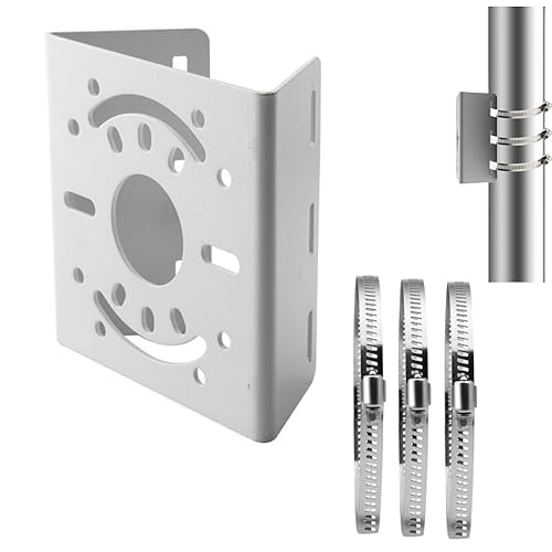 Universal Security Camera Vertical Pole Mount Bracket, Solid Metal Pole Mounting Bracket Adapter with 3 Loops for CCTV Surveillance Cameras LED