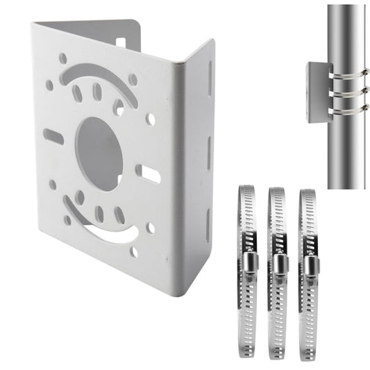 Universal Security Camera Vertical Pole Mount Bracket, Solid Metal Pole Mounting Bracket Adapter with 3 Loops for CCTV Surveillance Cameras LED