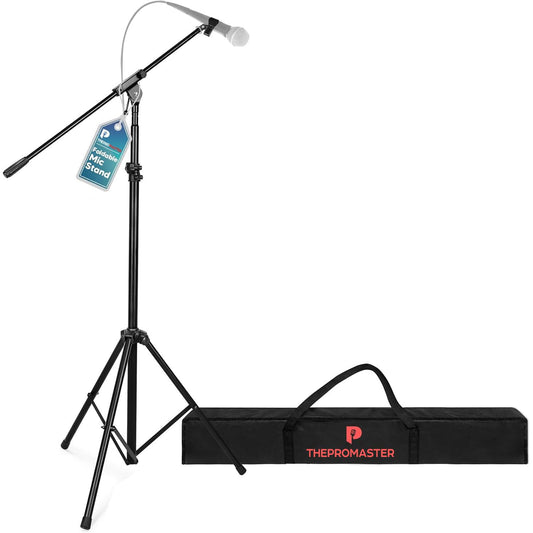 THEPROMASTER Tripod Microphone Stand - Universal and Adjustable Professional Audio Telescopic Gooseneck, Boom Arm Tripod Microphone Stand with