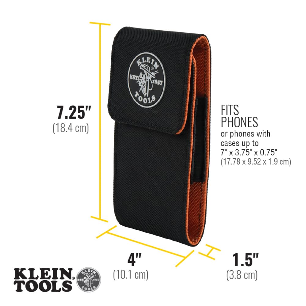 Klein Tools 55474 Phone Holder, XX-Large, Fits iPhone, Google, LG, Samsung Phones, With Magnetic Closure and Belt Clip