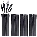 4 PCS Zipper Cable Organizer Sleeves, Cable Management Sleeve for TV and Computer Cords, Black Polyester, Reliable and Easy to Use ?and Effectively
