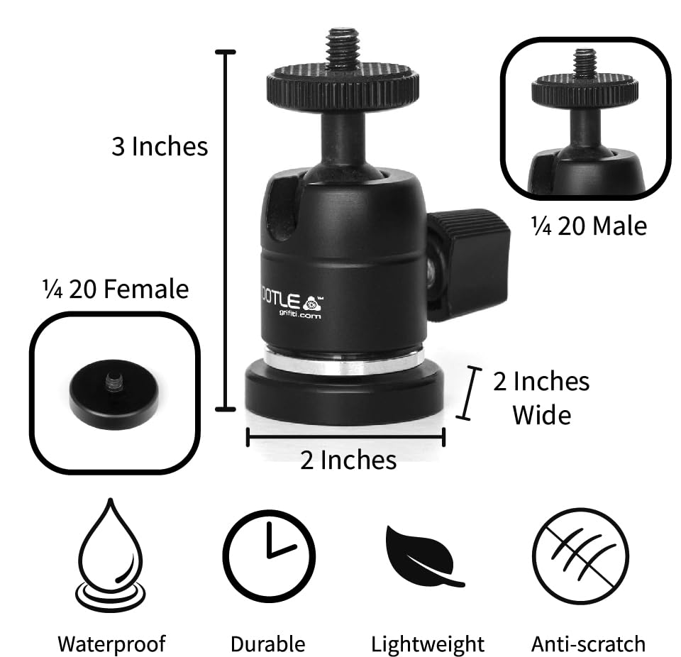 GRIFITI Nootle Magnetic Camera with Mini Ball Head Stand Magnet Foot for Cameras, Video Cams, Phone Mounts, Projector, Tablet Mount Accessories