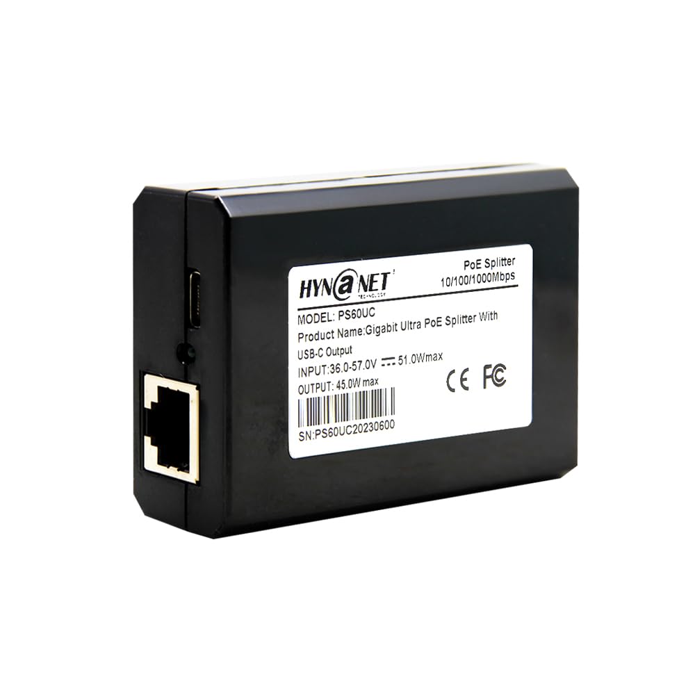 60W Gigabit PoE++ Splitter IEEE802.3bt to USB-C Power Adapter Output 5V/9V/12V/15V/20V for Raspberry Pi 4,Eero,Laptop,Google Mesh,Phone,Tablets,Google