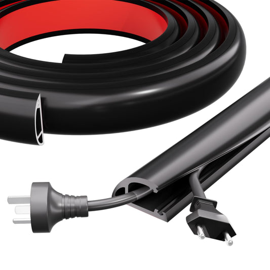 Kneelisa 4FT Side-Open Extension Cord Covers for Wires on Floor,Silicone Power Cable Protector Cord Hider Management Strip,Hide Electric Wire on