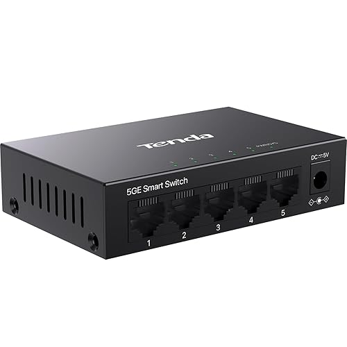 Tenda TEG205E, 5 Port Managed Gigabit Switch, Easy Smart Managed, Base-T Ports, Desktop/Wall-Mount, VLAN/IGMP/LAG/QoS, 10Gbps Switching Capacity
