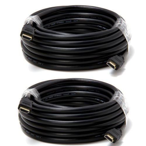 Cmple - High Speed HDMI 1.4 Cable with Ethernet 26AWG, 25 Feet, Black Color (2 Pack)