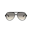 Ray-Ban Unisex RB4125 Cats 5000 Aviator Sunglasses, Black/Clear Gradient Grey, 59 mm