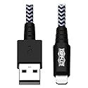 Tripp Lite Braided Lightning Cable - Lightning to USB Cable (M/Apple Certified Lightning Cable, Charge/Sync, 10 ft, Aramid Fiber, Grey, 2-Year…