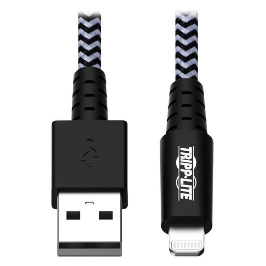 Tripp Lite Braided Lightning Cable - Lightning to USB Cable (M/Apple Certified Lightning Cable, Charge/Sync, 10 ft, Aramid Fiber, Grey, 2-Year…