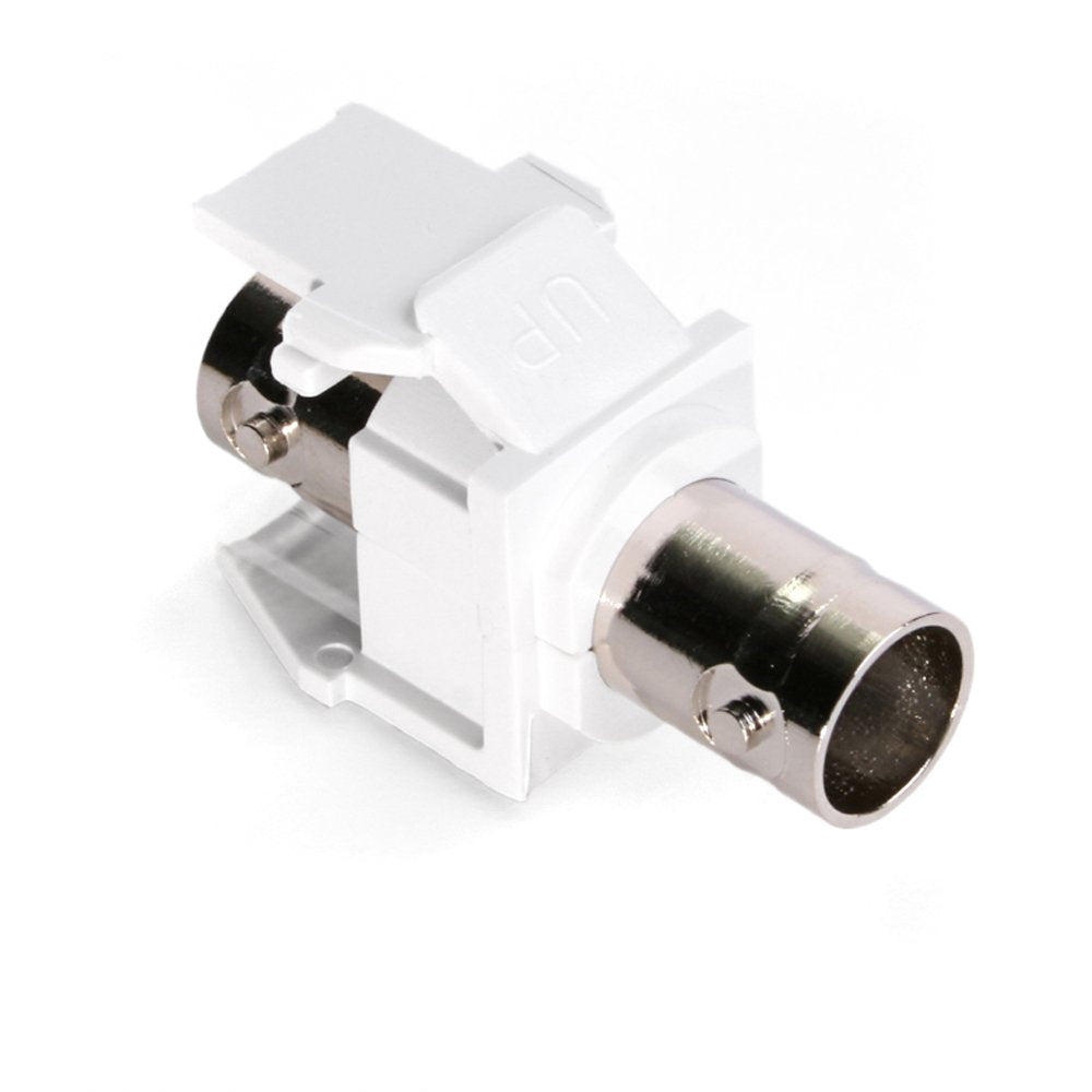 Leviton BNC QuickPort Adapter, Nickel-Plated, 41084-BWF, White