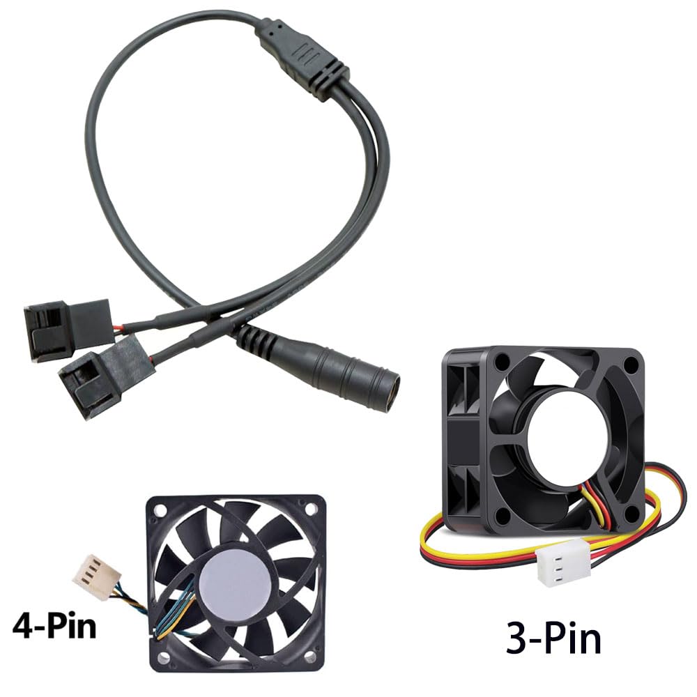 Multi-Functional 12V PC Fan Speed Controller,Fan Power Supply,100-240V AC to 3-12V DC 24W Adjustable PC Fan Power Adapter,with Fan Splitter Cable,DC