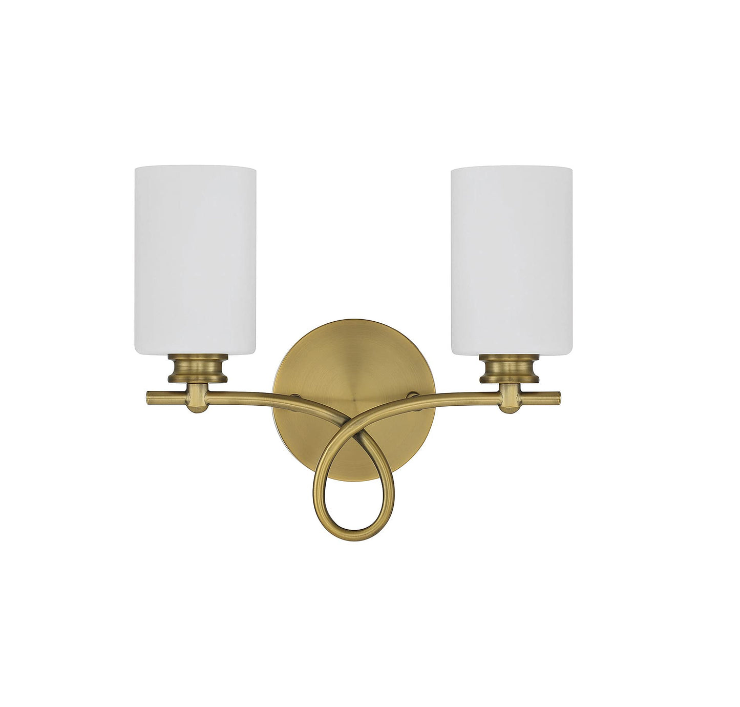 Savoy House 8-530-2-322 Woodbury Traditional Modern Farmhouse White Glass Bathroom Vanity Wall Light, 2-Light 120 Total Watts, 12" H x 14" W, Warm