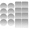 Replacement Metal Plates Set 16 Pack for Magnetic Car Phone Holders, Wall, Air Vent Mounts, Cases, Magnets. Kit of 8 Silver Round and 8 Rectangular