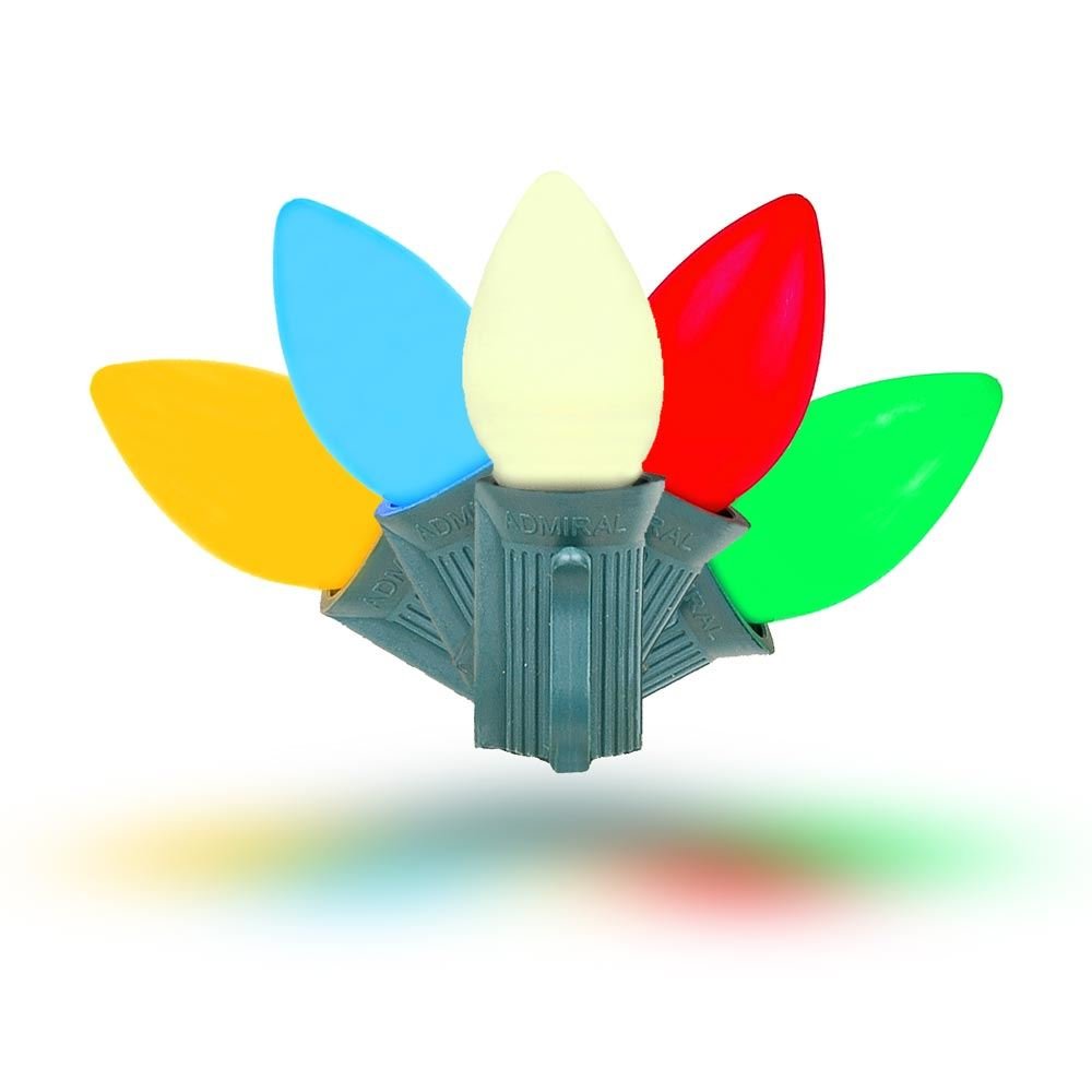 Novelty Lights 25 Pack C7 Ceramic Style LED Christmas Lights, E12 Base
