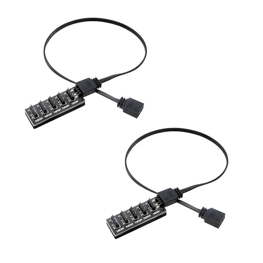 Delinx 1 to 5 Port ARGB PC Case Fan Hub Cable,ARGB Cable, 5V 3 Pin Addressable RGB Extension Cable ARGB LED Sync Cable for Computer Chassis CPU Cooler