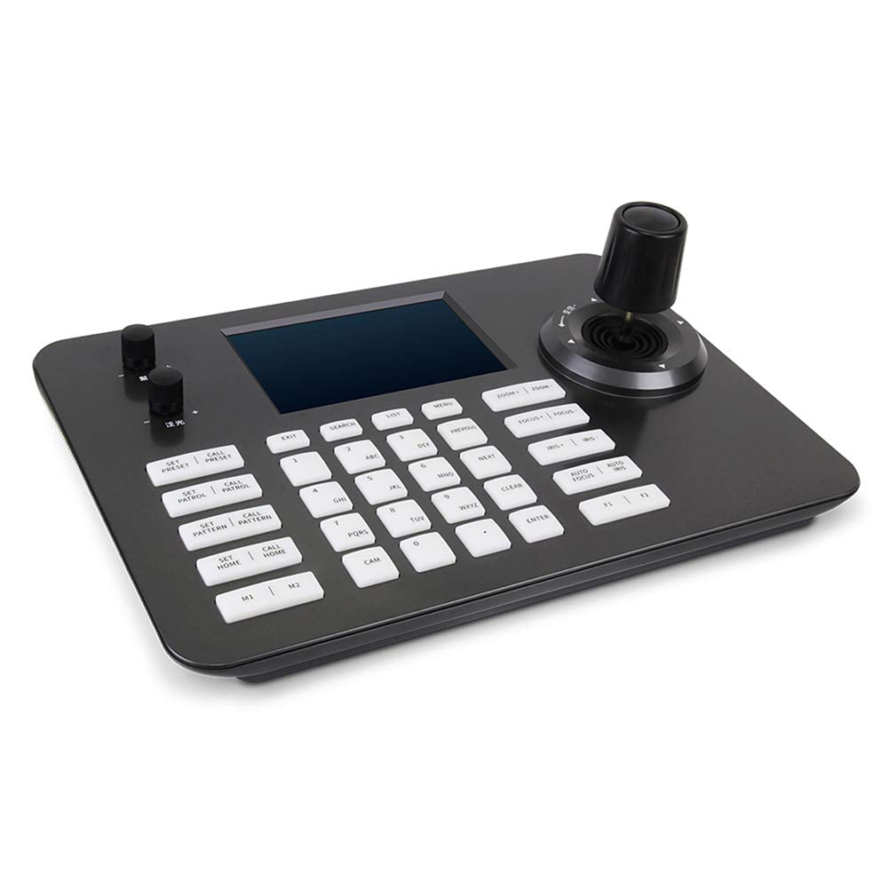 Hsility PTZ Controller Camera Controller POE Network 4D Joystick Decoding Keyboard Indoor with 5 Inch LCD Screen, 480p