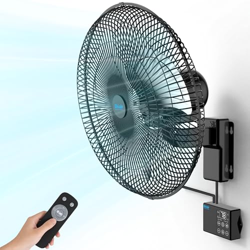 Ehiair 18" Wall Mounted Fan with Thermostat & Remote, Oscillating Fan