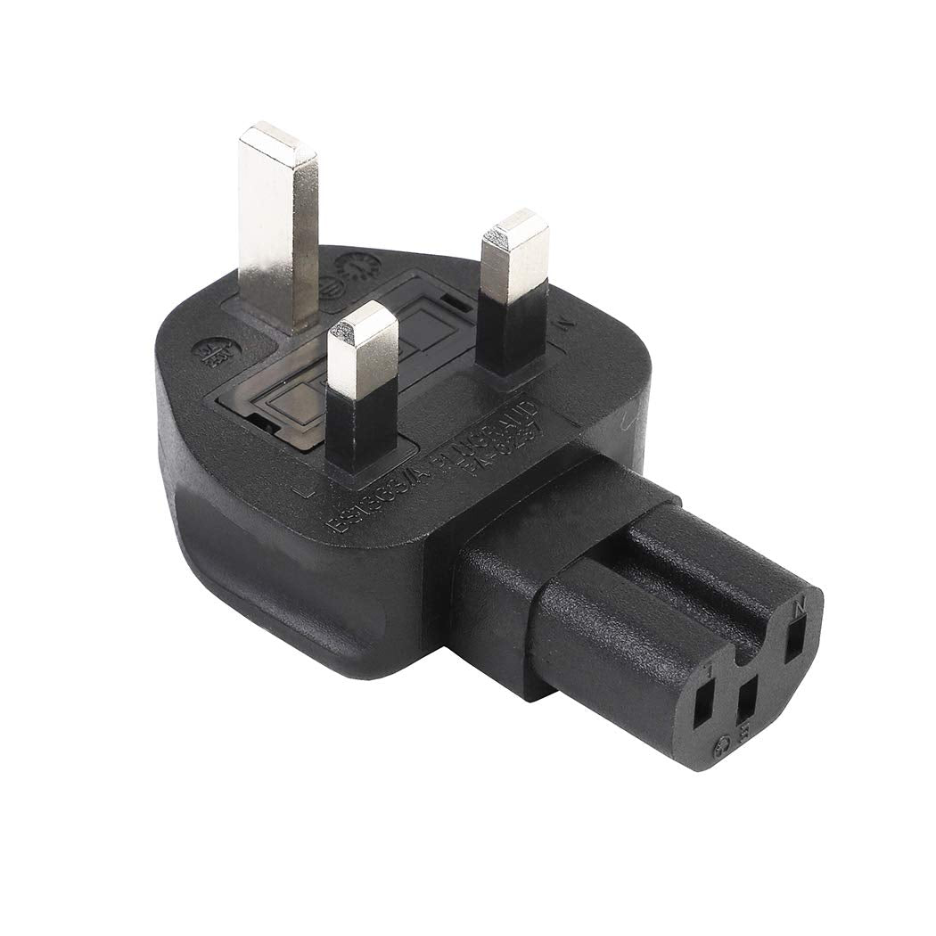 Tekit UK BS1363 3-Pole Male to IEC 320 C15 AC Power Adapter,UK to C15 Power Converter Travel Plug Adapter UK Plug End…