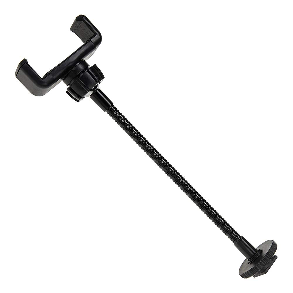 Fotodiox Cell Phone Mount w/Gooseneck Tripod/Hot Shoe Adapter - Universal Phone 1/4" Tripod Mount Clamp for Smartphones, 2.2-4" Wide Adjustable